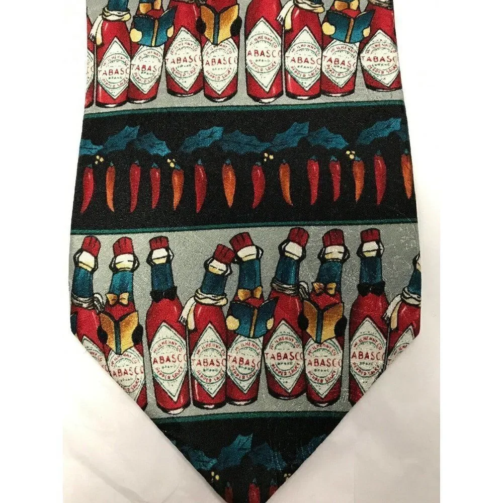 Tabasco Mens Necktie Tie Silk Hot Sauce Novelt New